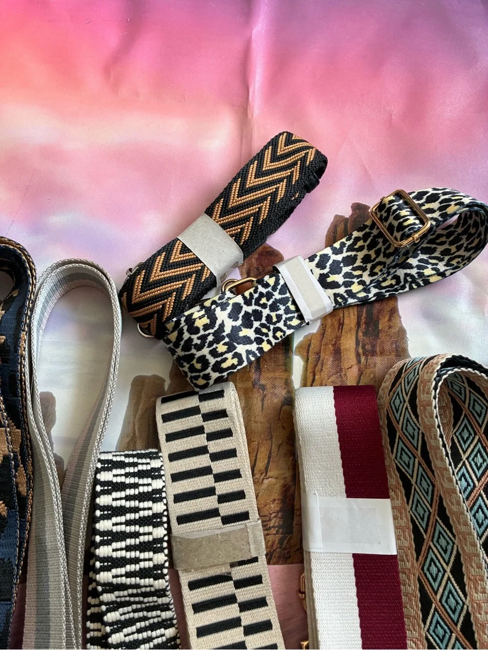 Lot of 12 Adjustable Patterned Bag Strap - Neutral & Animal Print Options.